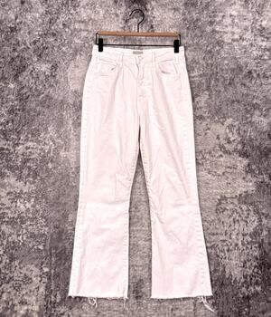 Mother Jeans 25 Womens The Hustler Ankle Fray White Denim